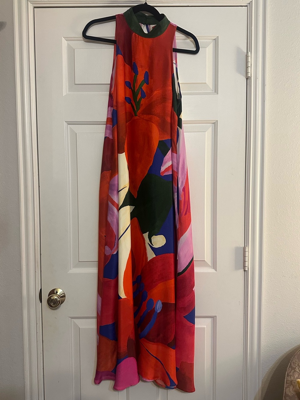 Farm Rio Anthropologie Red Motif Halter Maxi Dress S - Picture 2 of 10